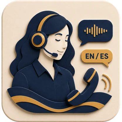 Bilingual receptionist answering a call illustration